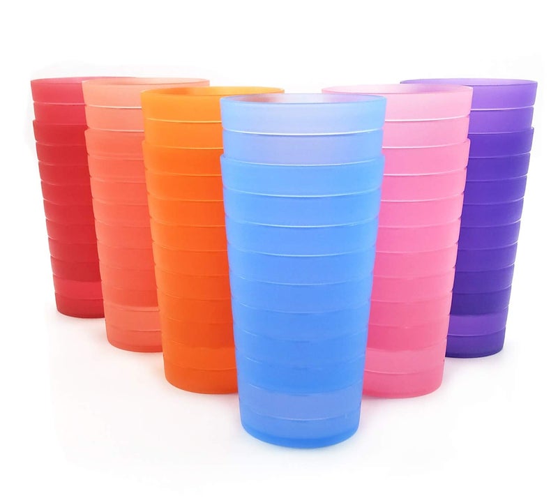 KX-WARE Mixed Drinkware 22-ounce Plastic Tumblers/Drinking Glasses/Party Cups/Iced Tea Glasses, Set of 12 Multicolor | Unbreakable, Dishwasher Safe, BPA Free - Image 1